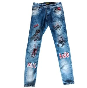 XWAY Rose Tatoo Men's Skinny Jeans. Size 32.